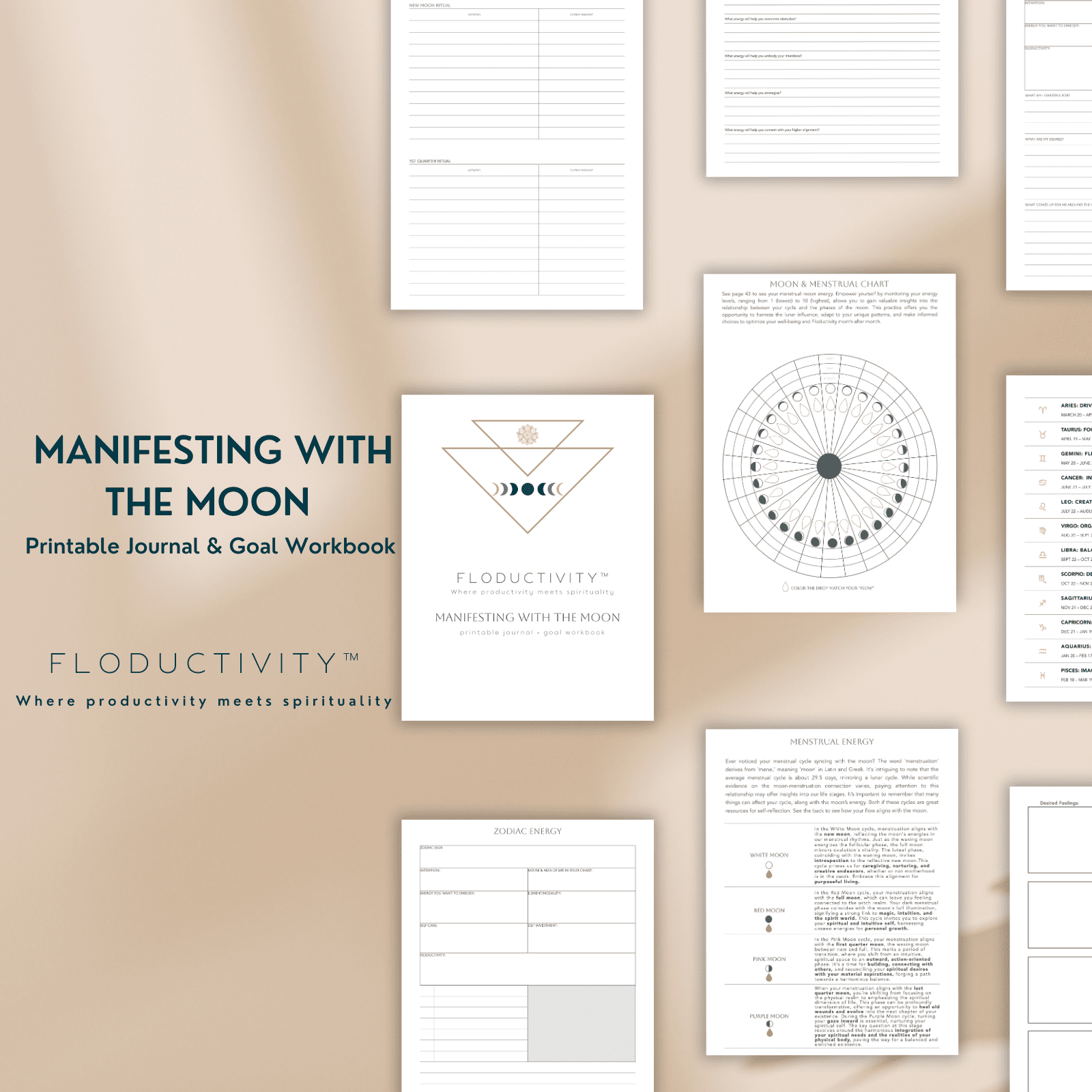 Manifesting with the Moon Printable Journal &amp; Goal Workbook - Cara Dempsey